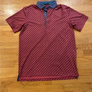 Greyson Red and Blue Patterned Polo Shirt